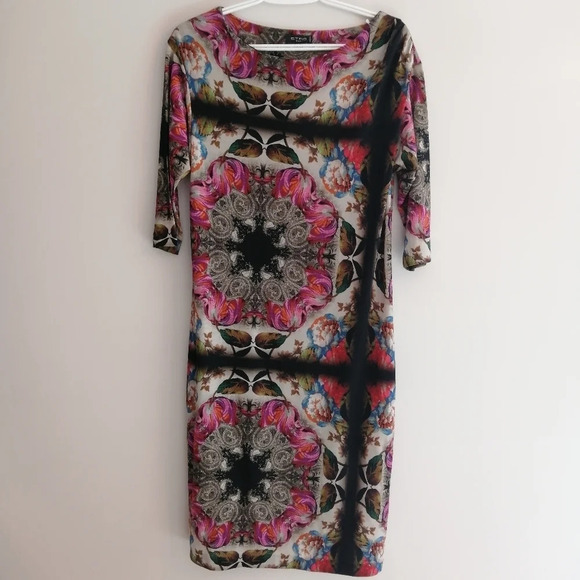 ETRO Wool Blend Floral Paisley Art to Wear 3/4 Sleeve Sheath Dress 44 IT or 8 US - Picture 4 of 16